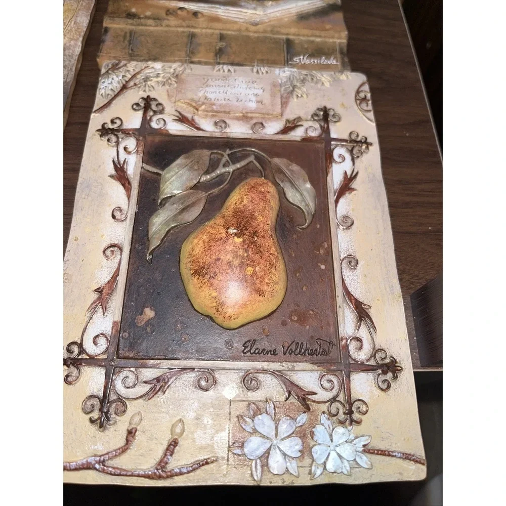 S. Vassileva 3D Wall Hanging Plaques 4.5 X 6.5‎ Signed Lot of 3 Cafe Italiano.